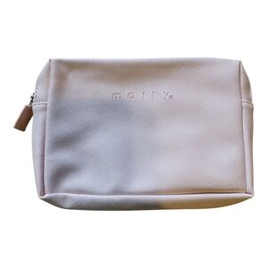 Mally cosmetics bag makeup organizer travel blush pink pebbled faux leather